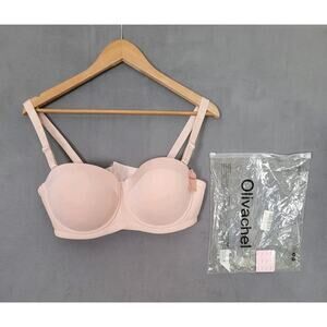 Women's Strapless Bra Seamless Plus Size Balconette Bra 40DD